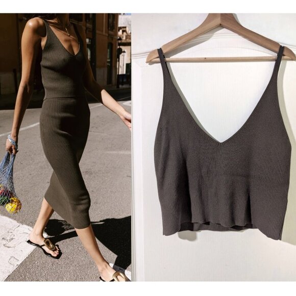 Frank & Oak Tops - NEW! Frank and Oak | The Rib-Knit V-Neck Tank Top In Green